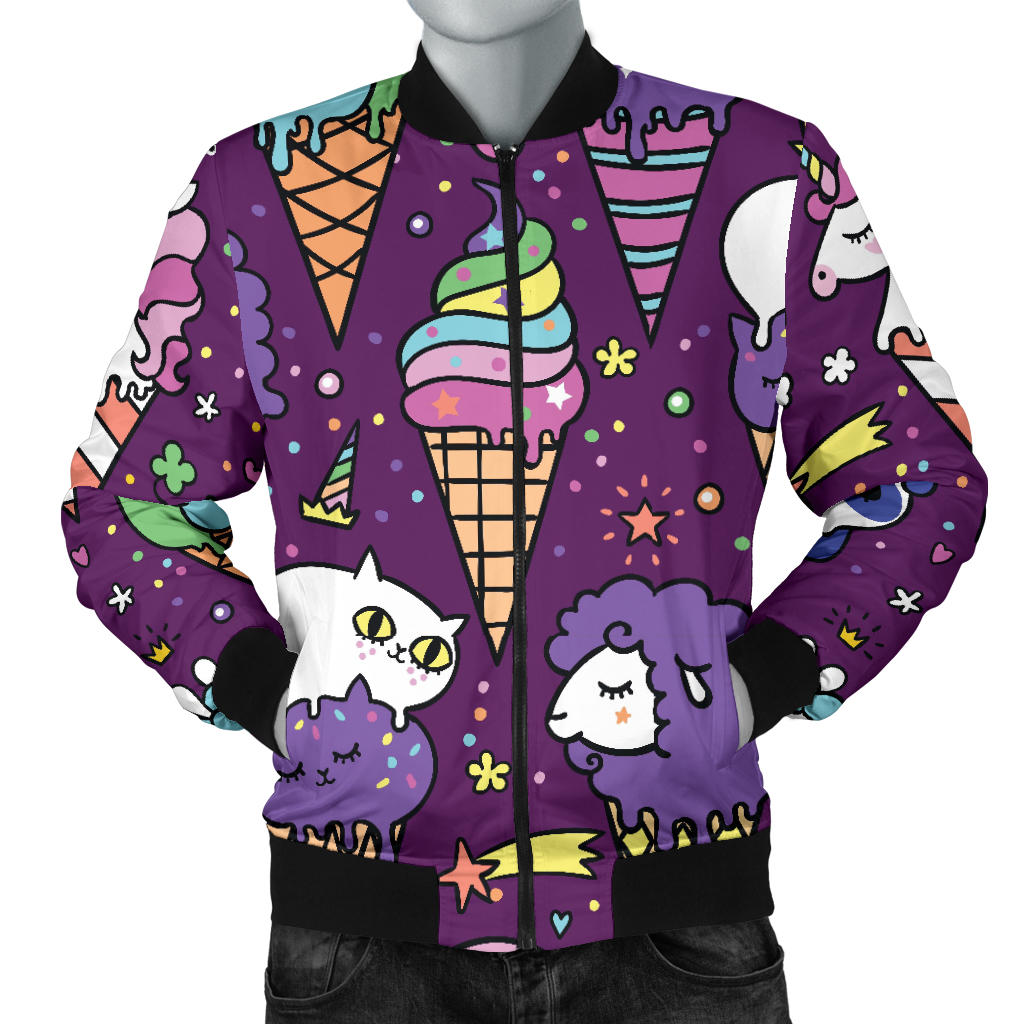 Ice Cream Pattern Print Design IC07 Men Bomber Jacket