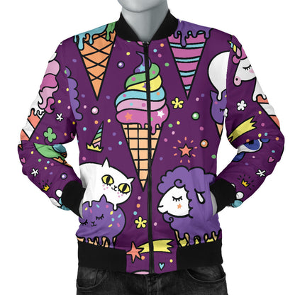 Ice Cream Pattern Print Design IC07 Men Bomber Jacket