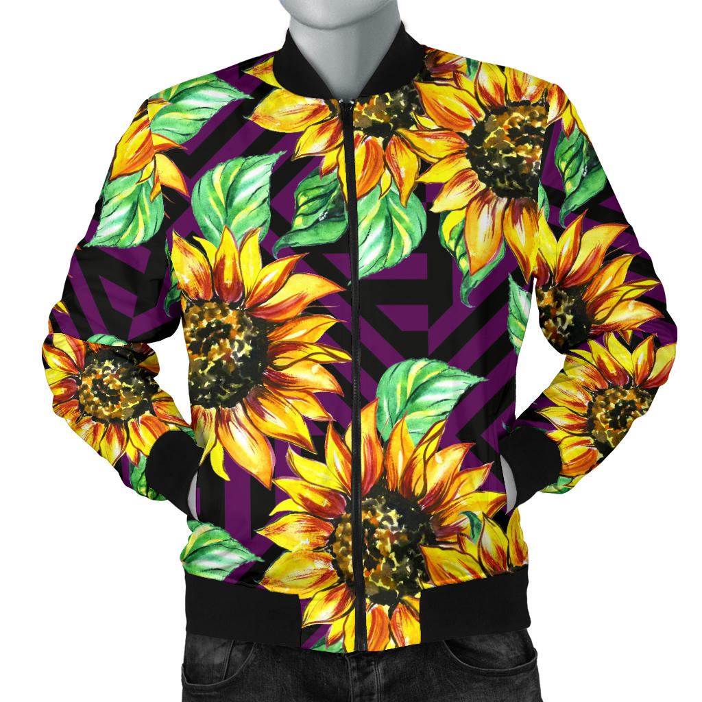 Sunflower Pattern Print Design SF012 Men Bomber Jacket