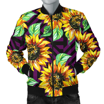 Sunflower Pattern Print Design SF012 Men Bomber Jacket