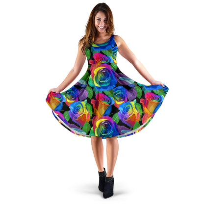 Rose Pattern Print Design RO02 Midi Dress