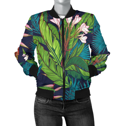 Rainforest Pattern Print Design RF01 Women Bomber Jacket