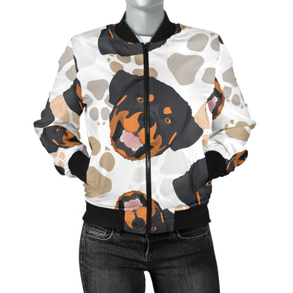 Rottweiler Pattern Print Design A03 Women's Bomber Jacket