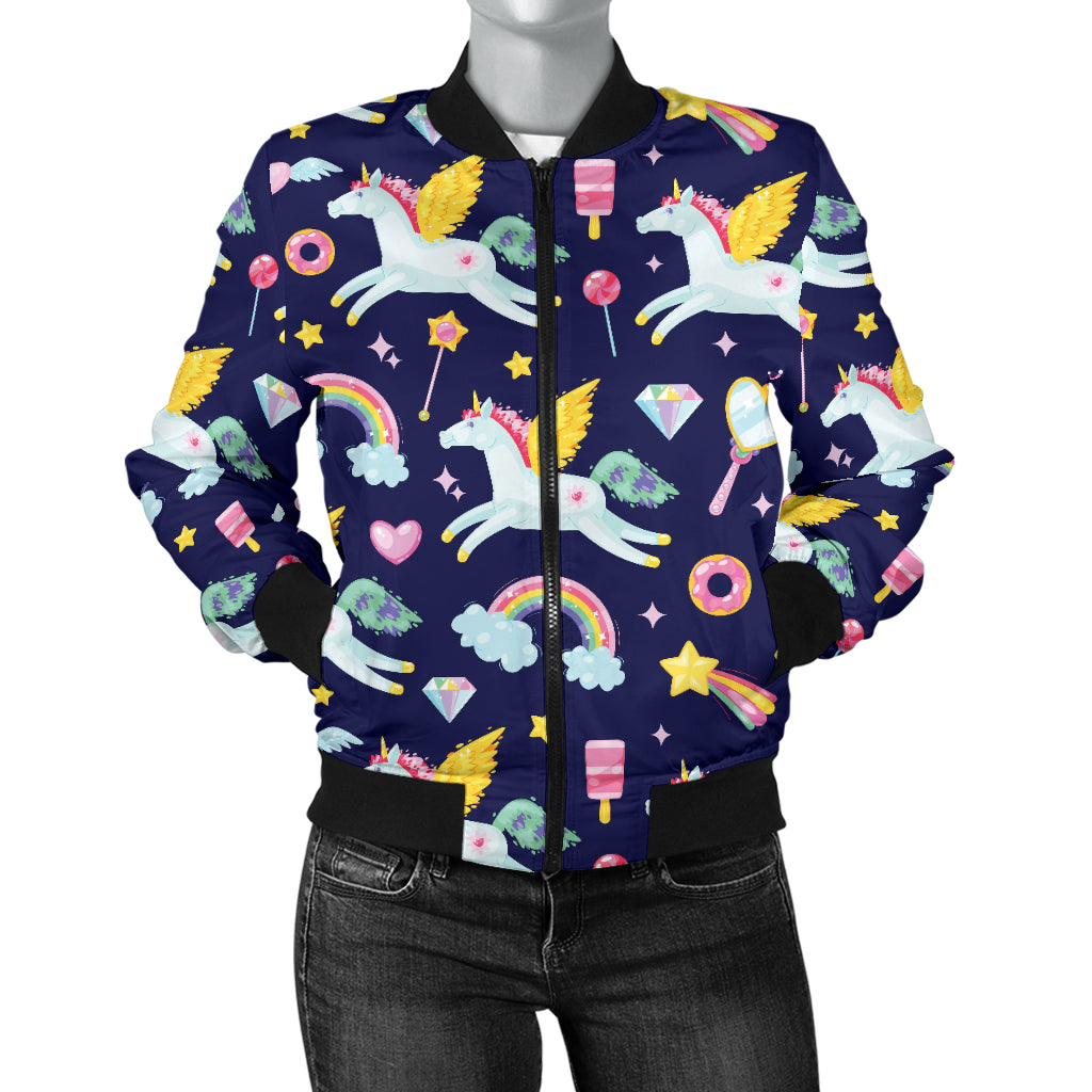 Pegasus Pattern Print Design 05 Women's Bomber Jacket