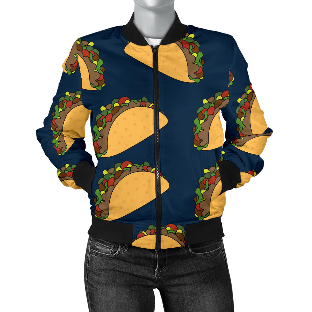 Taco Pattern Print Design TC04 Women Bomber Jacket