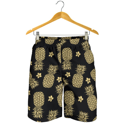 Gold Pineapple Hibiscus Mens Shorts