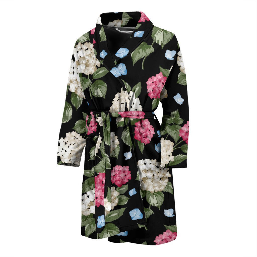 Hydrangea Pattern Print Design HD09 Men Bathrobe