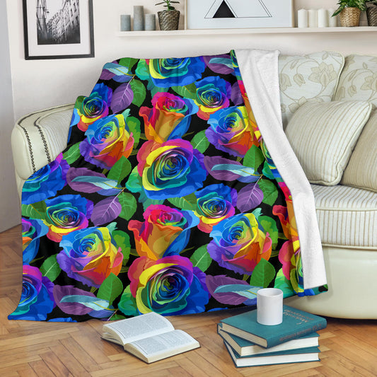 Rose Pattern Print Design RO02 Fleece Blanket
