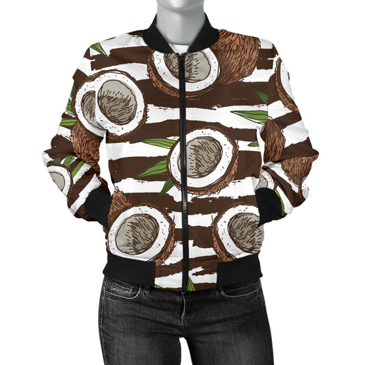 Coconut Pattern Print Design CN04 Women Bomber Jacket