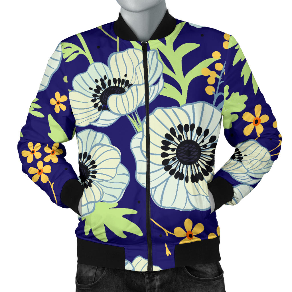 Anemone Pattern Print Design AM06 Men Bomber Jacket