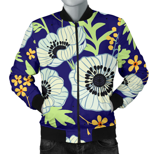 Anemone Pattern Print Design AM06 Men Bomber Jacket