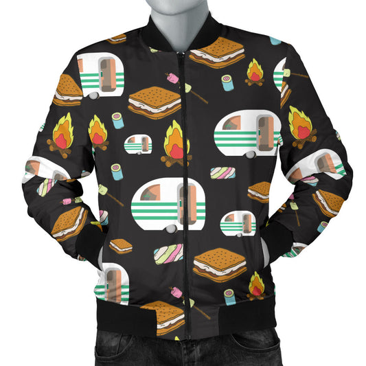 Camper marshmallow Camping Design Print Men Bomber Jacket