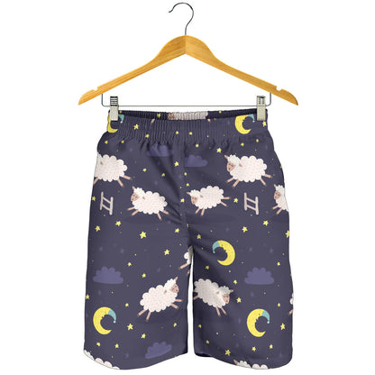 Sheep Night Pattern Print Design 02 Mens Shorts