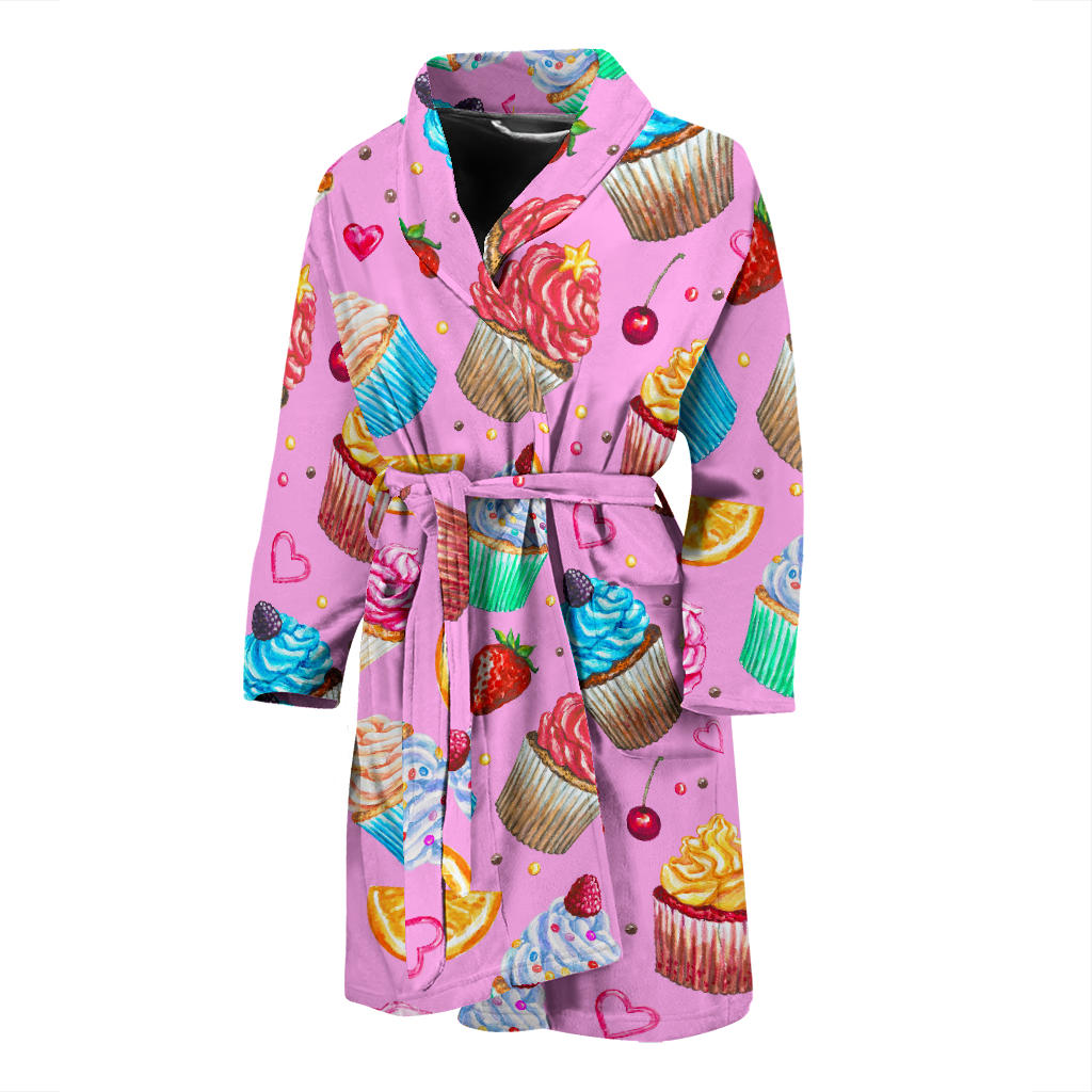 Cupcake Pattern Print Design CP05 Men Bathrobe