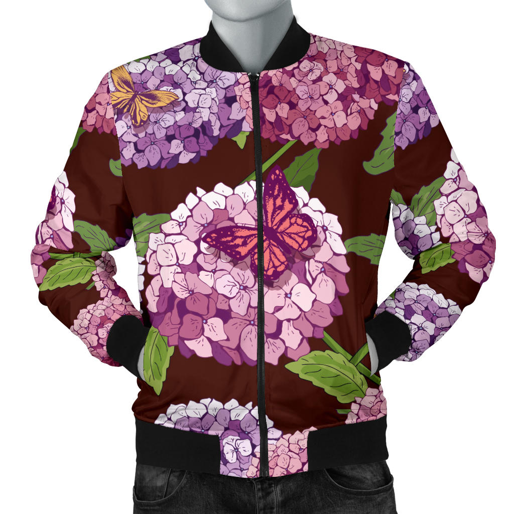 Hydrangea Pattern Print Design HD08 Men Bomber Jacket