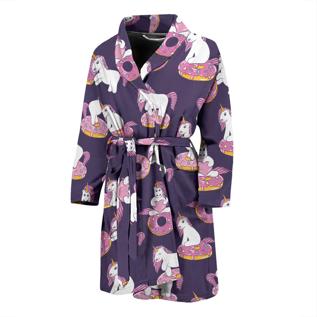 Donut Unicorn Pattern Print Design DN011 Men Bathrobe