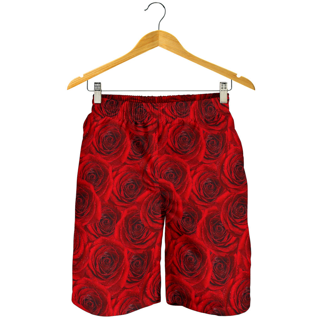 Rose Red Pattern Print Design RO04 Mens Shorts