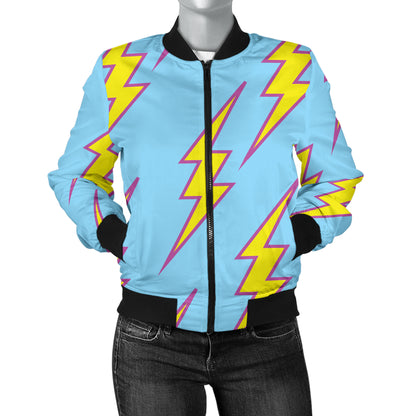 Lightning Thunder Pattern Print Design 02 Women's Bomber Jacket