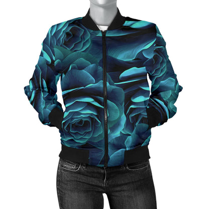 Camellia Pattern Print Design CM04 Women Bomber Jacket
