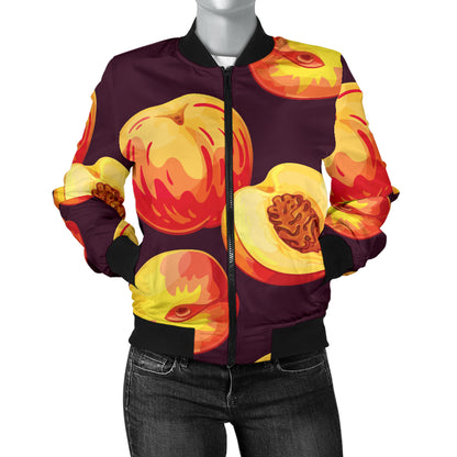 Peach Pattern Print Design A04 Women's Bomber Jacket