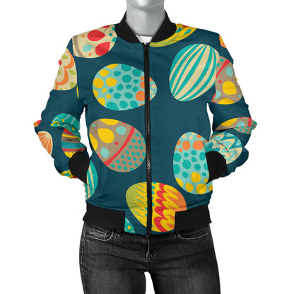 Easter Eggs Pattern Print Design RB09 Women Bomber Jacket