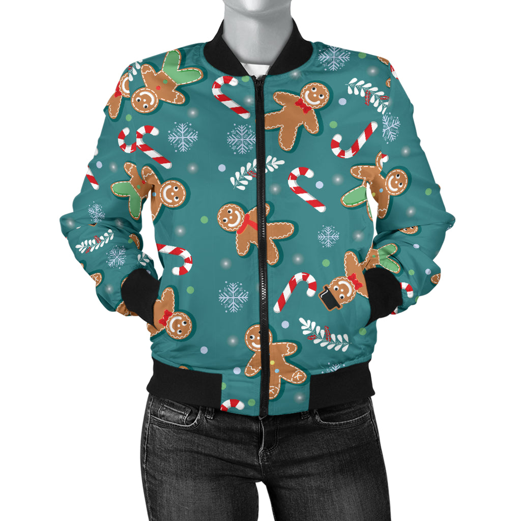 Gingerbread Pattern Print Design 05 Women's Bomber Jacket