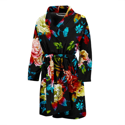 Peony Pattern Print Design PE07 Men Bathrobe