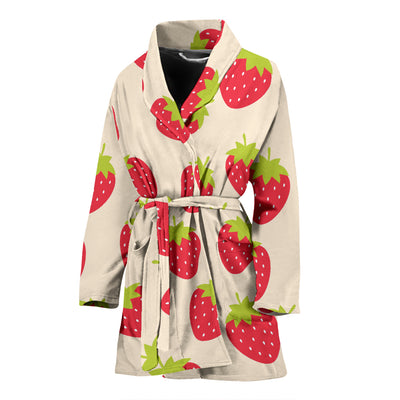 Strawberry Pattern Print Design SB02 Women Bathrobe