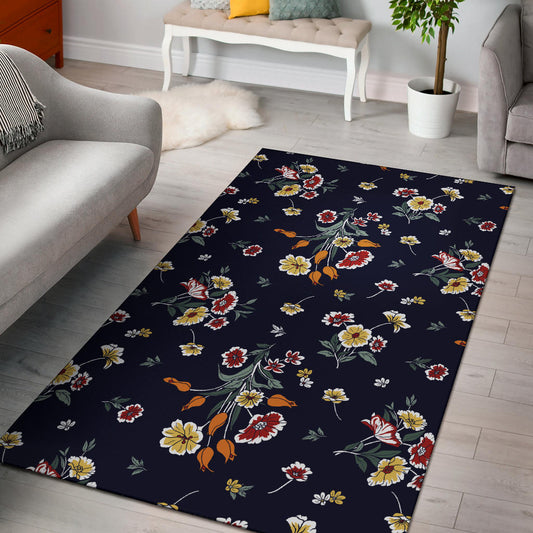 Summer Floral Pattern Print Design SF01 Area Rugs