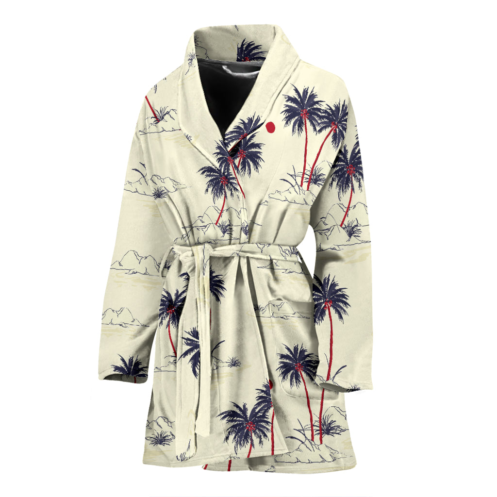 Palm Tree Pattern Print Design PT08 Women Bathrobe