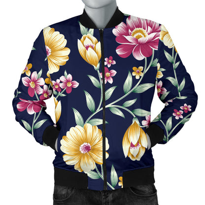 Gerberas Pattern Print Design GB03 Men Bomber Jacket