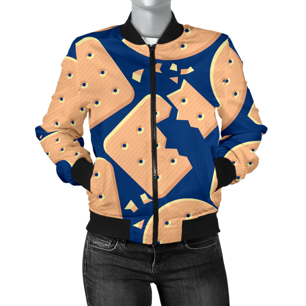 Cracker Pattern Print Design 03 Women's Bomber Jacket