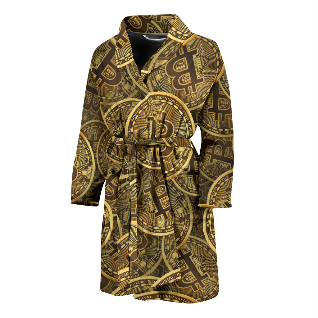 Bitcoin Pattern Print Design DO01 Men Bathrobe