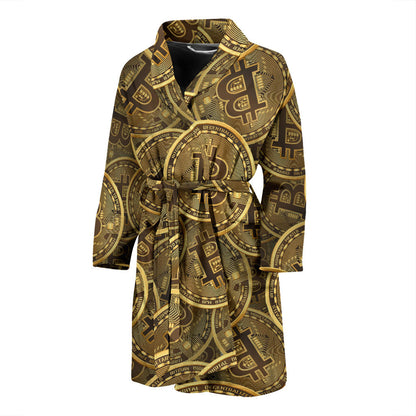 Bitcoin Pattern Print Design DO01 Men Bathrobe