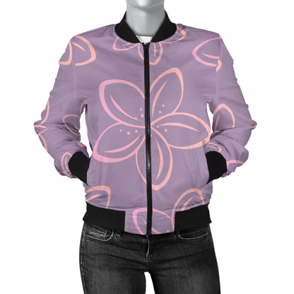 Plumeria Pattern Print Design A01 Women's Bomber Jacket