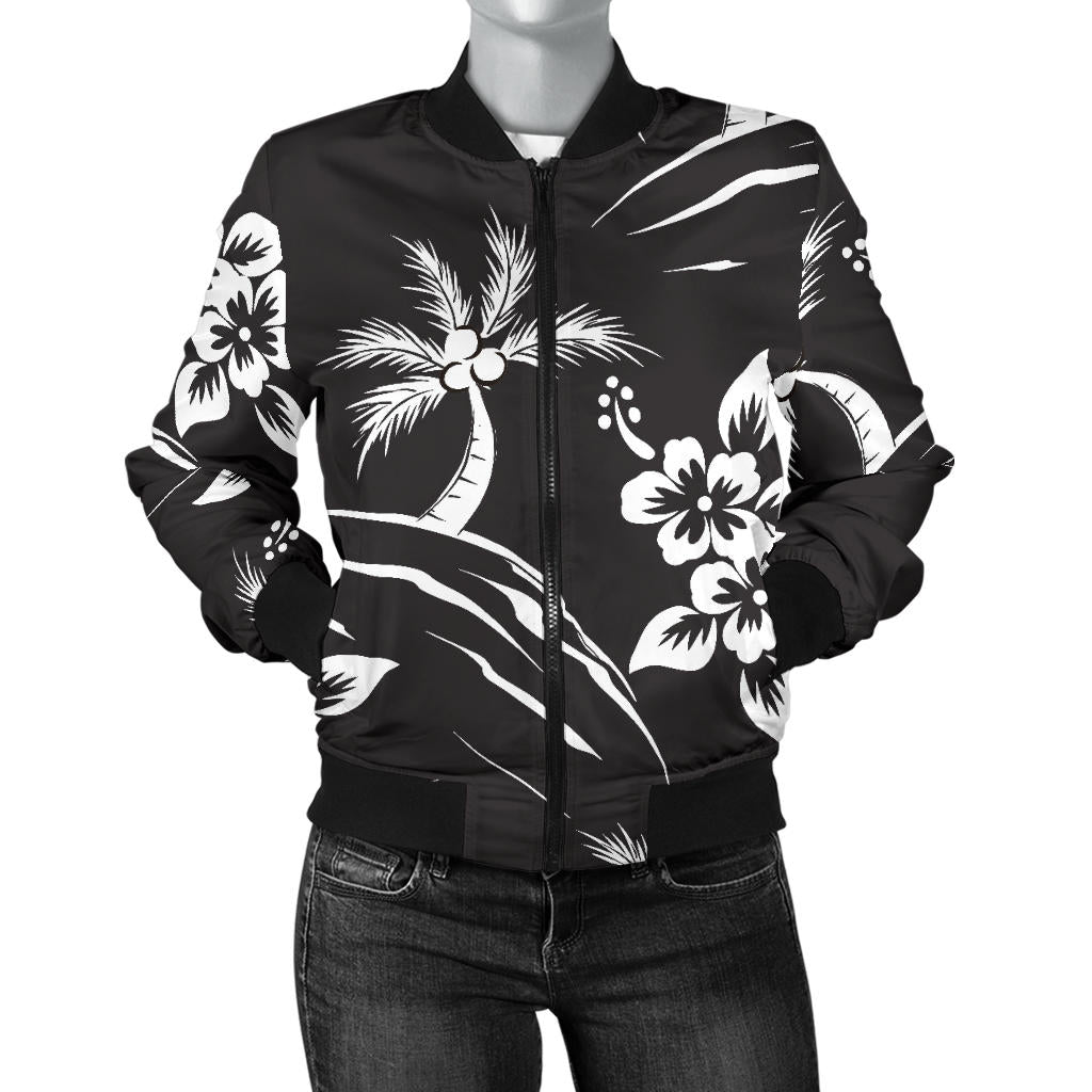 Palm Tree Pattern Print Design PT02 Women Bomber Jacket