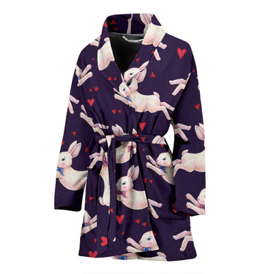 Rabbit Pattern Print Design RB016 Women Bathrobe