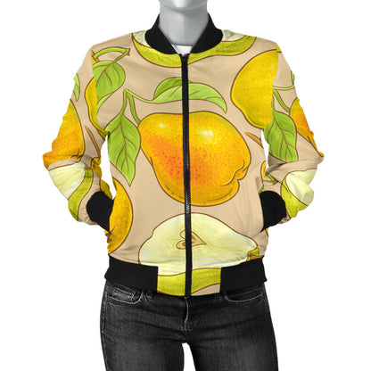 Pear Pattern Print Design PE05 Women Bomber Jacket