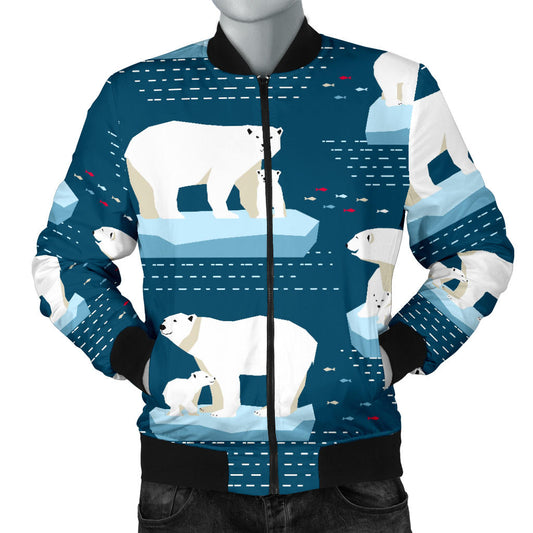 Polar Bear Pattern Print Design PB02 Men Bomber Jacket