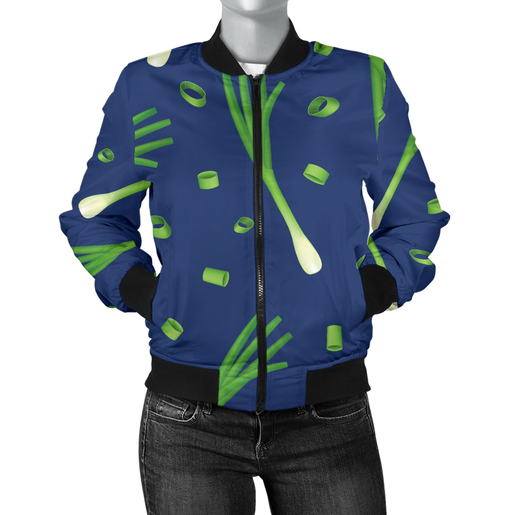 Leek Pattern Print Design 02 Women's Bomber Jacket