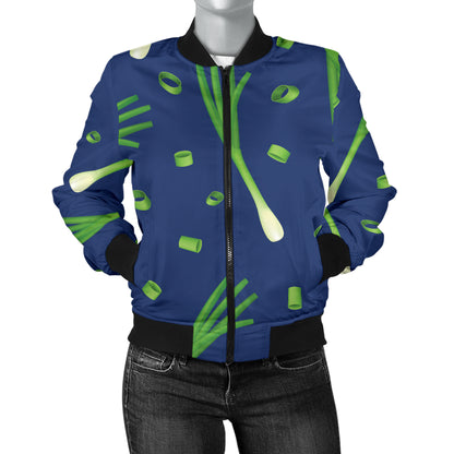 Leek Pattern Print Design 02 Women's Bomber Jacket