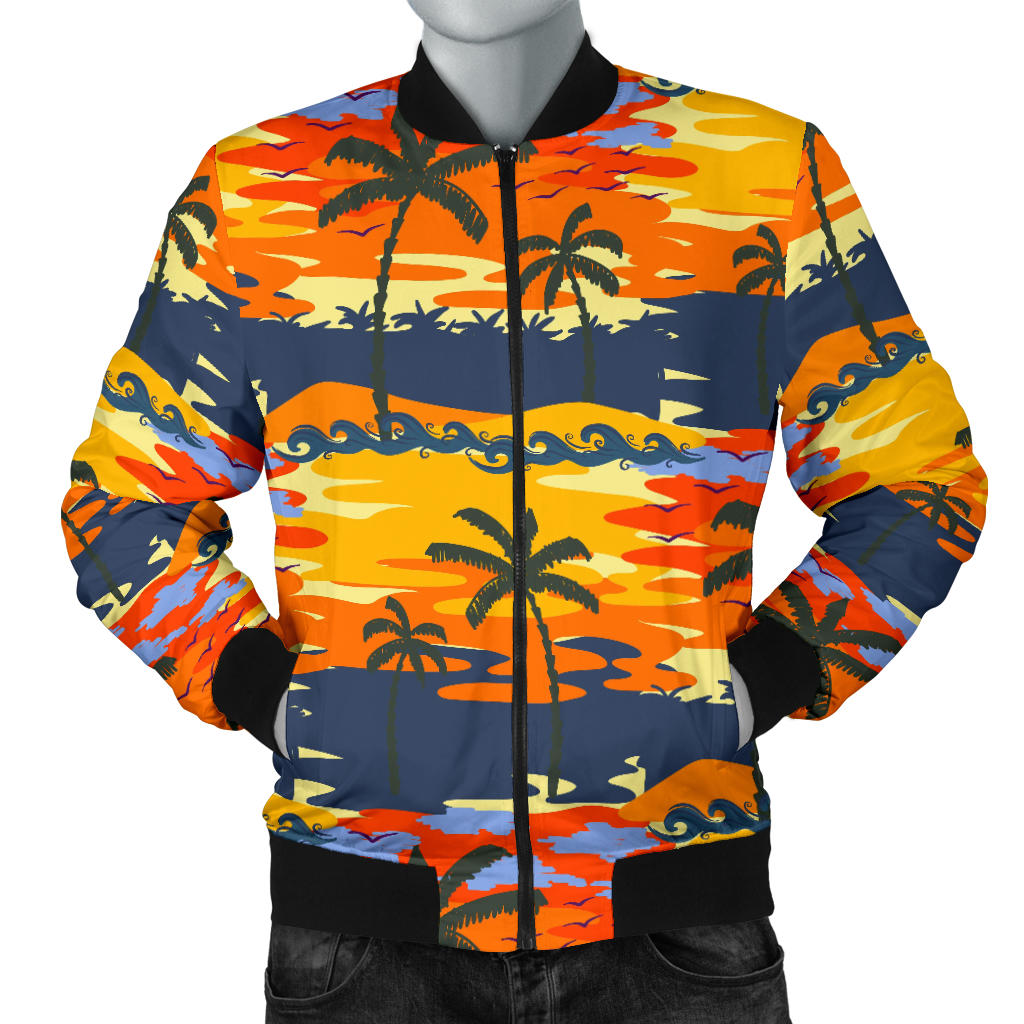 Palm Tree Pattern Print Design PT010 Men Bomber Jacket
