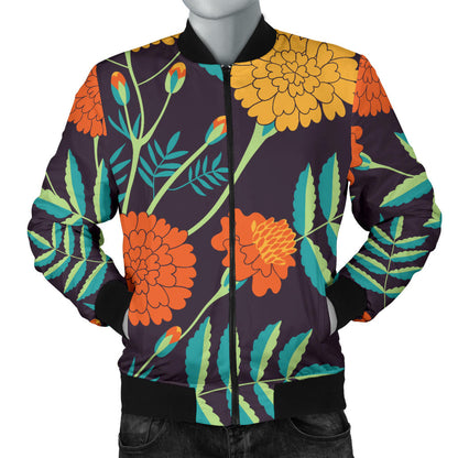 Marigold Pattern Print Design MR01 Men Bomber Jacket