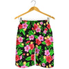 Pink Red Hibiscus Pattern Print Design HB023 Mens Shorts