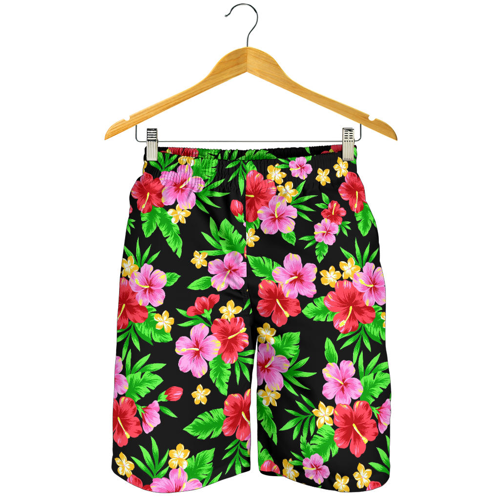 Pink Red Hibiscus Pattern Print Design HB023 Mens Shorts