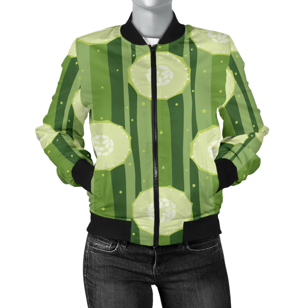 Cucumber Pattern Print Design CC03 Women Bomber Jacket