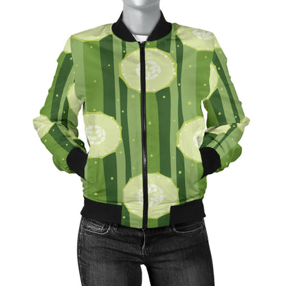 Cucumber Pattern Print Design CC03 Women Bomber Jacket