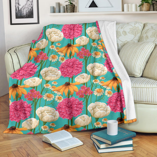 Summer Floral Pattern Print Design SF07 Fleece Blanket