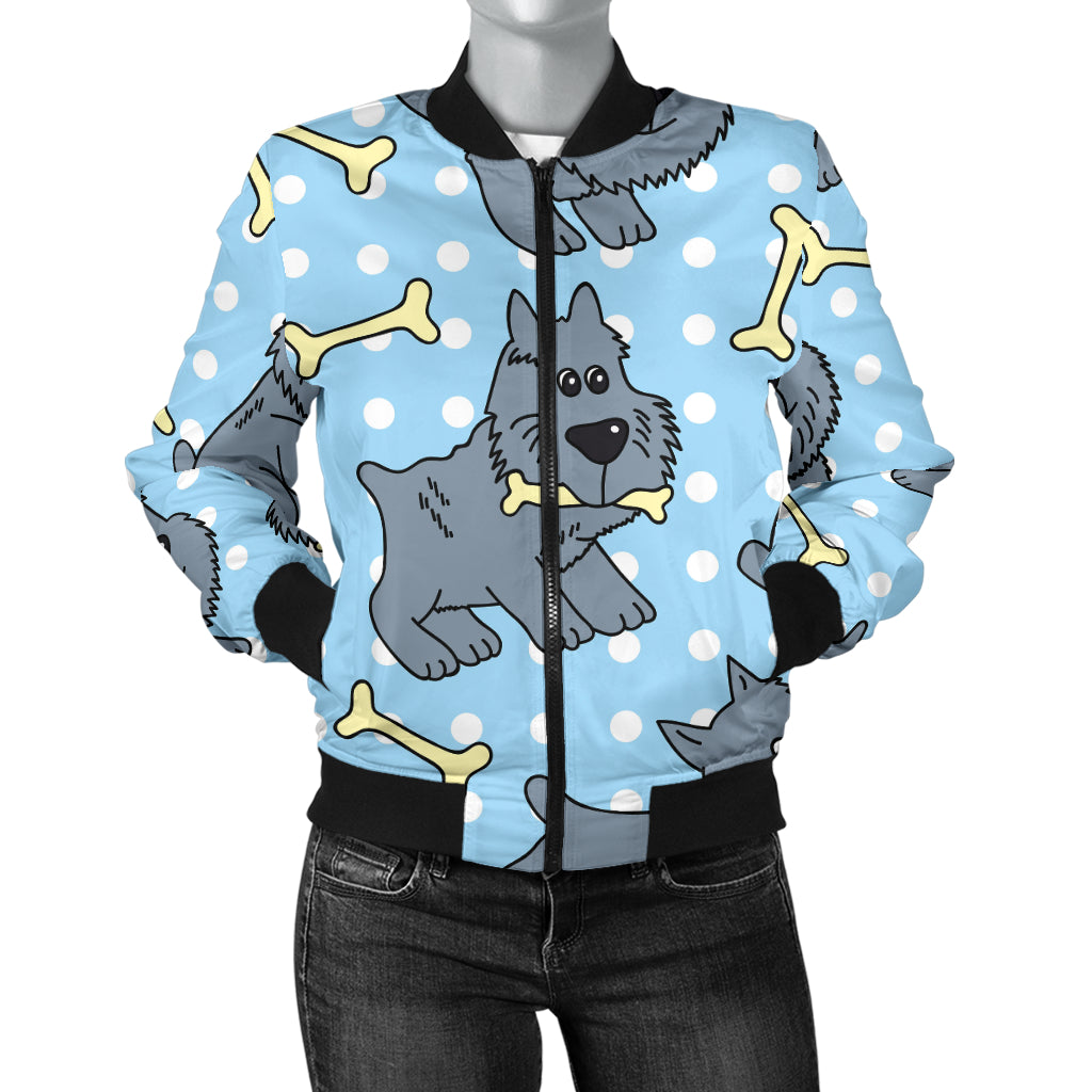 Schnauzers Pattern Print Design A02 Women's Bomber Jacket