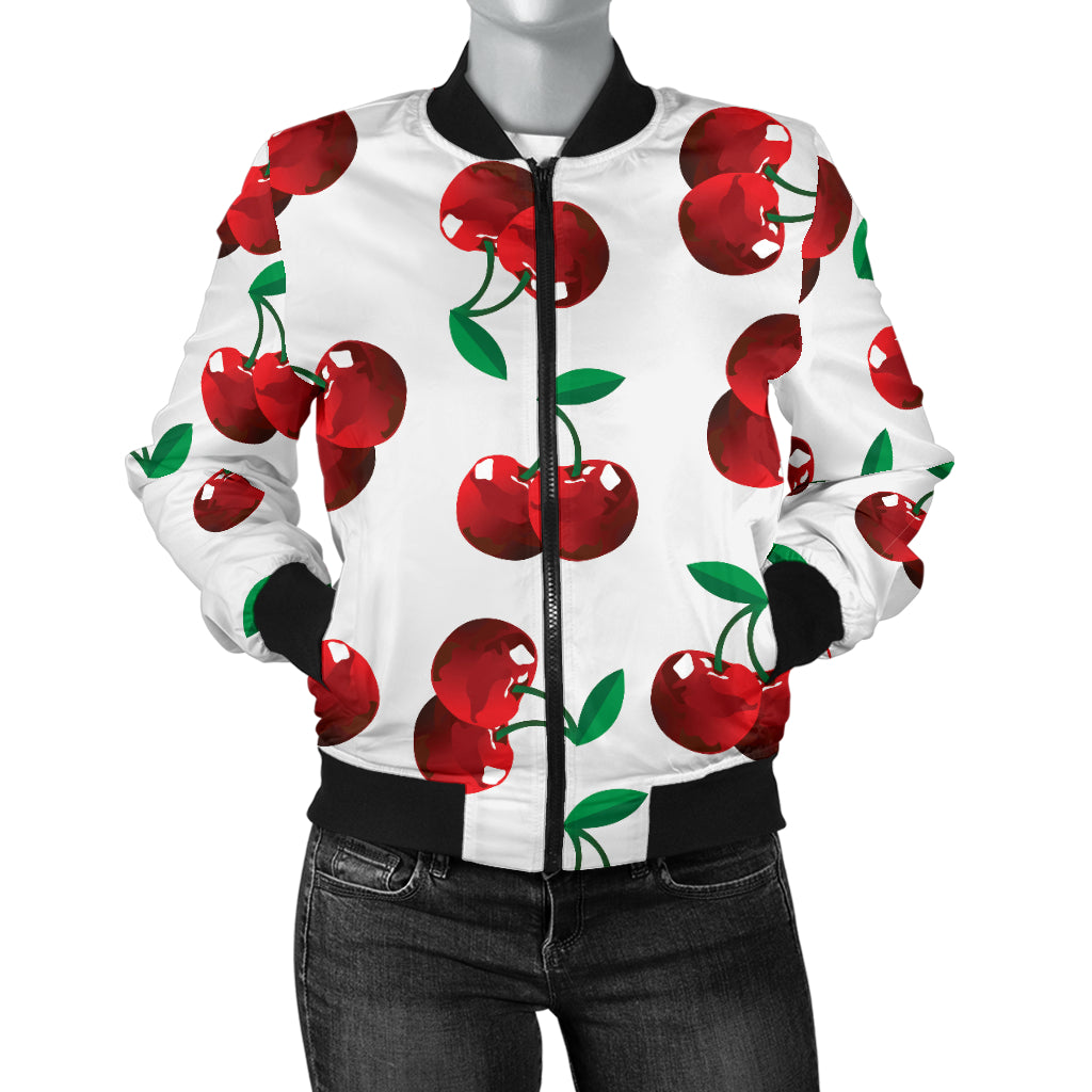 Cherry Pattern Print Design 01 Women's Bomber Jacket